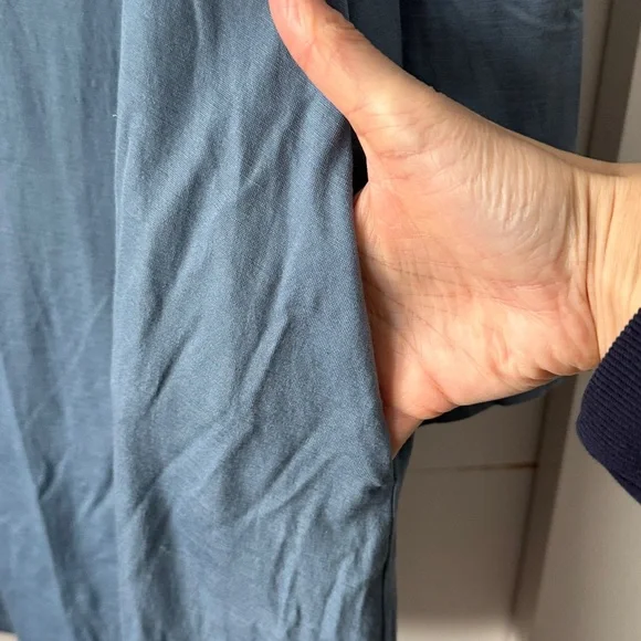 Wool& WoolAnd Rowena Merino Wool Swing Dress Long Sleeve Blue Women's Size L B02 - Picture 3 of 3